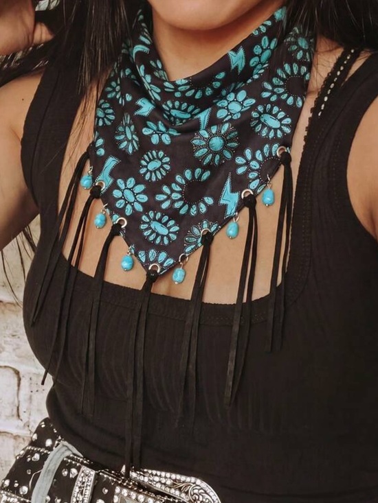 Anthropologie Accessories - Turquoise Floral Bandana Necklace S151
